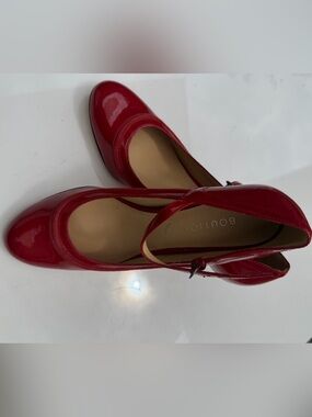 Boutique 9 Glossy Red Patent Mary Jane Heels with Ankle Strap